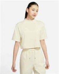 Nike SIZE SMALL Sportswear Women's Beige Short sleeve Jersey Crop Top CJ3758-104