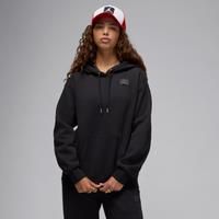 Nike Jordan Flight Fleece Women's Satin-Lined Pullover Hoodie - Black - Cotton/Polyester