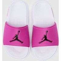 Nike Jordan white & pink jumpman Girls Youth slides
