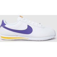 Nike white & purple cortez Girls Youth trainers