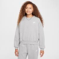 Nike Sportswear Club Fleece Girls' Boxy Crew-Neck Sweatshirt - Grey - Cotton/Polyester