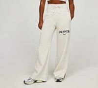 Nike Womens Phoenix Fleece High-Waisted Wide-Leg Logo Pant - Beige - Size XS