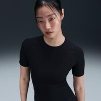 Nike Zenvy Rib Women's Dri-FIT Short-Sleeve Top - Black - Nylon/Elastane