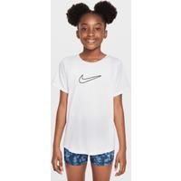 Nike One Fitted Older Kids' (Girls') Dri-FIT Short-Sleeve Top - White - Polyester