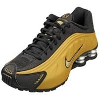 Nike Shox R4 Womens Fashion Trainers in Black Gold - 8 UK