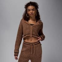 Nike Air Jordan Women's Knit Cardigan - Brown - Acrylic/Lyocell/Linen/Elastane/Nylon