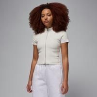 Nike Air Jordan Women's Full-Zip Knit Top - White - Cotton/Polyester/Elastane