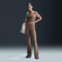 Nike Zenvy Rib Women's Gentle-Support High-Waisted Flared Leggings - Brown - Nylon/Elastane