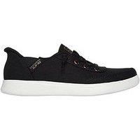 Skechers Bobs Skipper Keep It Sweet Canvas Faux Lace Slip-Ins Trainers - Black