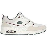Skechers Men/'s Uno Retro One Trainers, White Duraleather/Suede/Green Mesh, Burg, 7 UK