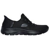Skechers Women/'s Summits Diamond Dream Sneaker, Black Mesh/Gunmetal Trim, 4 UK