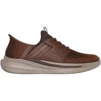 Skechers USA Men/'s Men/'s Slade-Zachary Hands Free Slip-in Sneaker, Dark Brown Mesh/Leather, 7 UK