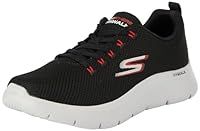 Skechers Men/'s Go Walk Flex Sneaker, Black and Red Textile, 10 UK