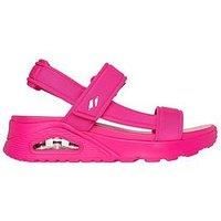 Skechers Womens Uno Sandals Wedge Bubble Hot Pink Adjustable Strap Ladies 119814