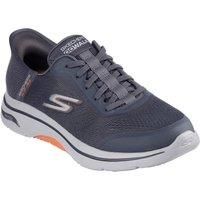 Skechers Men/'s Wide, Hands-Free Slip-ins GO Walk Arch FIT 2.0 Simplicity 2 Sneaker, Charcoal and Orange Textile/Synthetic, 10 UK