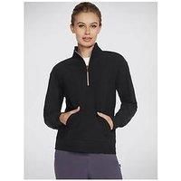 Skechers Women/'s Goluxe Rib 1/4 Zip Sweater, Bold Black, L