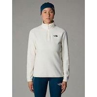 The North Face Women/'s 100 Glacier 1/4 Zip Sweatshirt, White Dune/Npf, L