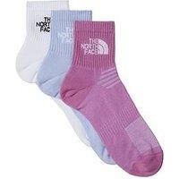 The North Face Unisex Multi Sport Cush Quarter 3P Socks, Tnf White/Purple Mint/V, S