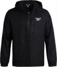 Reebok Mens Jacket Black XL Polar Fleece Lined Windbreaker Hooded RRP £120