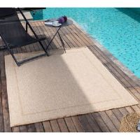 Highland Dunes Outdoor Boho Jute-Look Beige Rug Beige;Ivory;Cream Rectangle 117 x 166cm