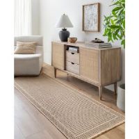 Highland Dunes Klara Outdoor Boho Jute-Look Beige Rug Striped Runner 78 x 213 cm
