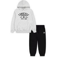 Converse Junior Boys Retro Remix Hoodie And Jogger Set - Black/Grey