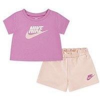Nike Kids Girls Jersey Shorts And T-Shirt Set - Pink