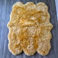 Canora Grey Clamart Mustard Coloured Sheepskin Rug Novelty 155 x 190cm