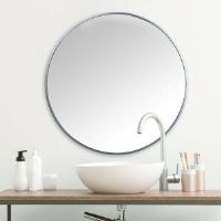 17 Stories 40Cm Silver Round Aluminium Frame Wall Mounted Mirror Bathroom Living Room Bedroom Home Décor 40.0 H x 40.0 W x 3.0 D cm