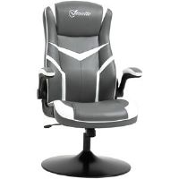 Inbox Zero Arniesha Gaming Chair Grey/White 115cm H X 65cm W X 70cm D