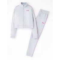 Under Armour Girls Ua Icon Knit Crop Tracksuit Set Mod Grey 13 Years