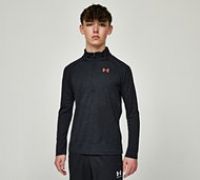 Under Armour Junior Tech Textured Half Zip T-Shirt - Black - Size XL/B