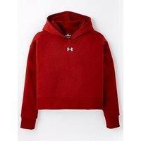 Under Armour Girls Training Rival Fleece Crop Hoodie - Brown