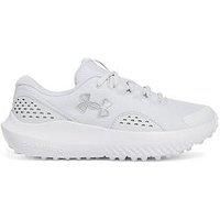Under Armour Women/'s Surge Golf Cleat Sneaker, (100) Distant Gray/White/Metallic Silver, 7