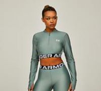 Under Armour Womens Authentic Ribbed Quarter Zip Top - Green - Size XS