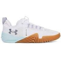 Under Armour Women/'s Tribase Reign 6 Sneaker, White/Distant Gray/Downpour Gray, 5