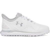 Under Armour Women/'s Drive Fade Spikeless Sneaker, (100) White/Distant Gray/Metallic Silver, 9