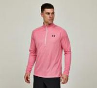 Under Armour Mens Training Tech Textured 1/2 Zip Top - Pink
