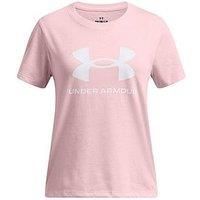 Under Armour Junior Girls Big Logo T-Shirt - Pink/White