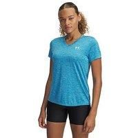 Under Armour Womens Tech Twist V Neck Short Sleeve Ether Blue 10