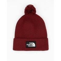 The North Face Unisex Tnf Logo Box Pom Beanie - Dark Red