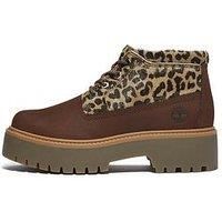 Timberland Stone Street Leopard Print Lace-Up Boot - Medium Brown