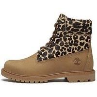 Timberland Premium 6 Inch Leopard Print Lace-Up Boot - Beige