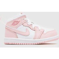 Nike Jordan white & pink air jordan 1 mid Girls Toddler trainers