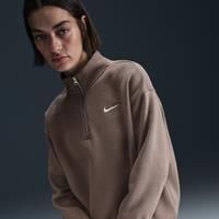 Nike Sportswear Phoenix Fleece Oversized Sweatshirt with Quarter Zip for Women, Mink Brown/Sail, HJ0931-233, M