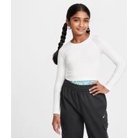 Nike Sportswear Girls' Cropped Long-Sleeve Top - White - Cotton/Polyester/Elastane