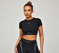 Nike Womens DRI-Fit Short Sleeve Crop Top - Black - Size M
