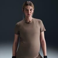 Nike (M) One Women's Dri-FIT Slim-Fit Short-Sleeve Top (Maternity) - Brown - Polyester/Elastane