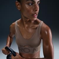 Nike Pro Indy Plunge Women's Medium-Support Padded Sports Bra - Brown - Polyester/Elastane