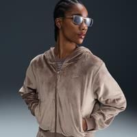 Nike Sportswear Chill Knit Women's Loose Velour Full-Zip Hoodie - Brown - Polyester/Elastane